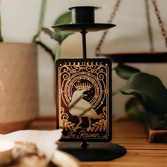 Raven Cycle Maggie Steifvater Candle Holder Taper Metal Crow - Picture 1 of 3